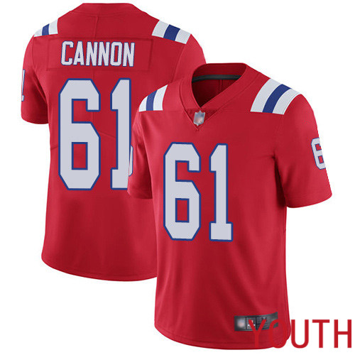 New England Patriots Football #61 Vapor Limited Red Youth Marcus Cannon Alternate NFL Jersey
